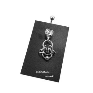 Navel Belly Ring Stainless Steel Chain Link Barbed Wire Goth Punk Rocker Western